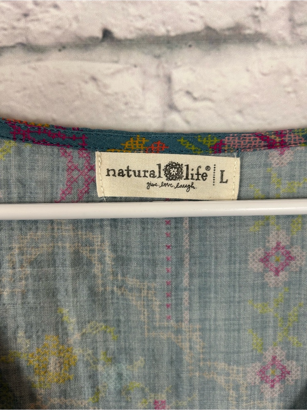 Natural Life Blue Floral Patchwork Button Front Midi Maxi Dress Large - Picture 4 of 7